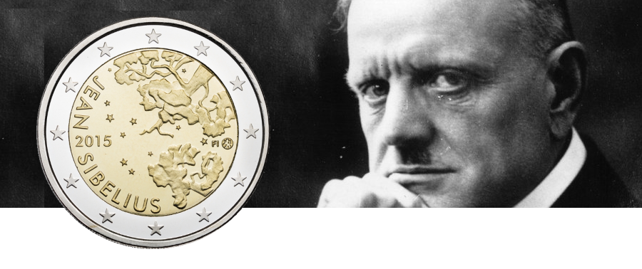Finland 2 euro commemorative coin Jean Sibelius, year 2015