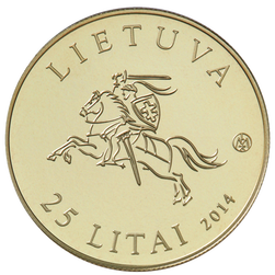 Lithuania silver 25 litai commemorative coin THE BALTIC WAY 25TH ANNIVERSARY, 2014 (averss)