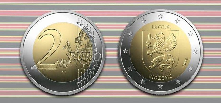 latvija 2 eiro vidzeme monēta