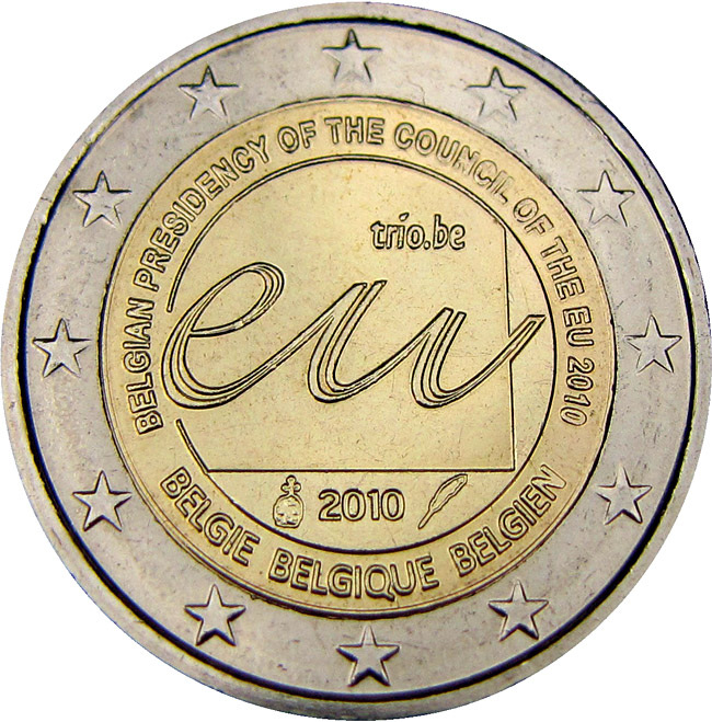 Belgija 2 eiro piemiņās monēta Belgijas prezidentūra ES padomē 2010