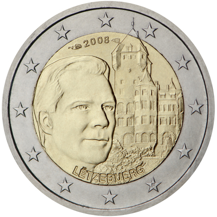 Luksemburga 2 eiro piemiņas monēta, lielhercogs Anrī un Château de Berg, 2008. gads