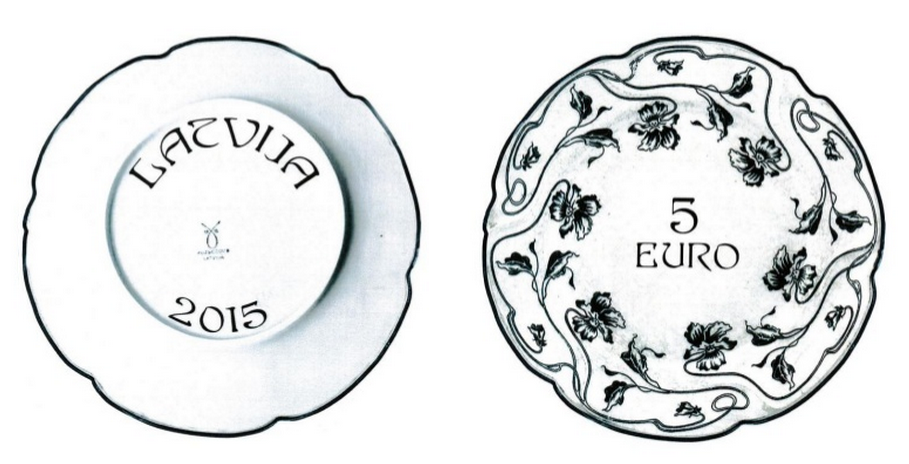 5 eiro monēta latvijas porcelans
