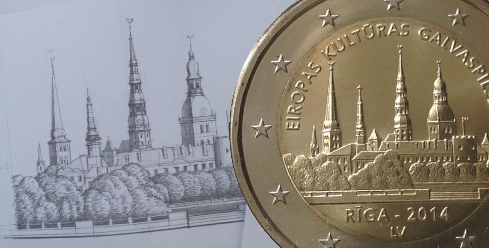 Latvijas piemiņas 2 eiro monēta Rīga - Eiropas kultūras galvaspilsēta 2014