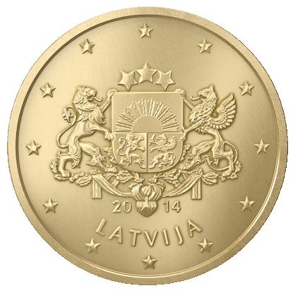 Latvijas 50 eiro centu monētas nacionāla puse, reverss