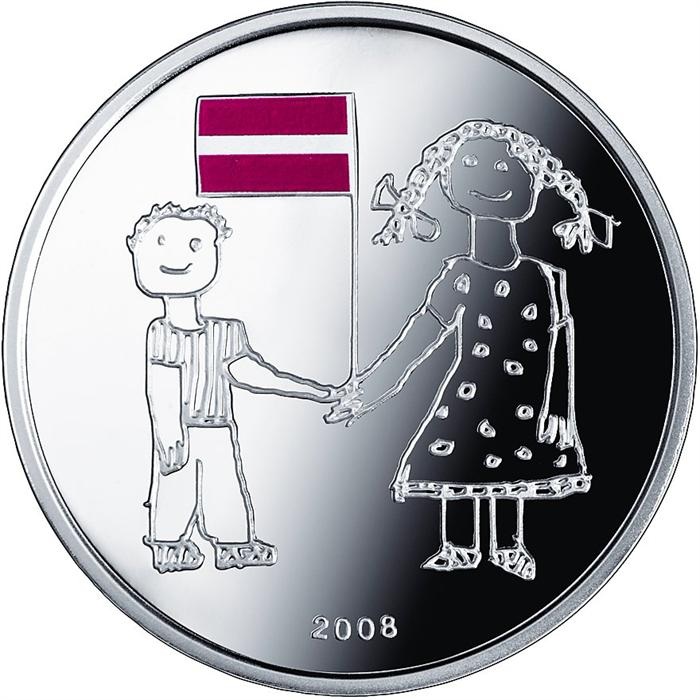 Latvijas sudraba 1 lats monēta 