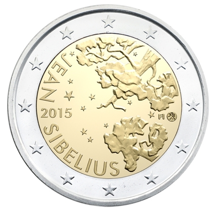 Somijas 2 eiro piemiņas monēta Žans Sibēlius (Jean Sibelius), 2015. gads