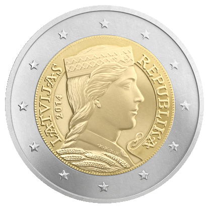 Latvijas 2 eiro monēta, revers