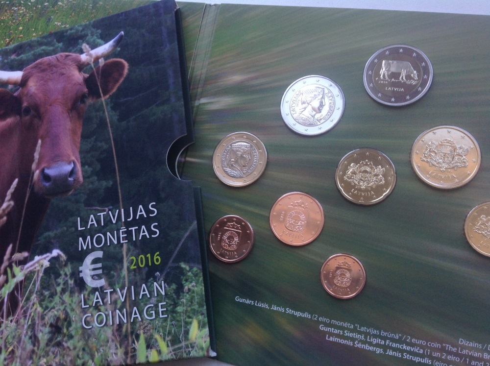 Latvijas monētas 2016 ar gotiņu