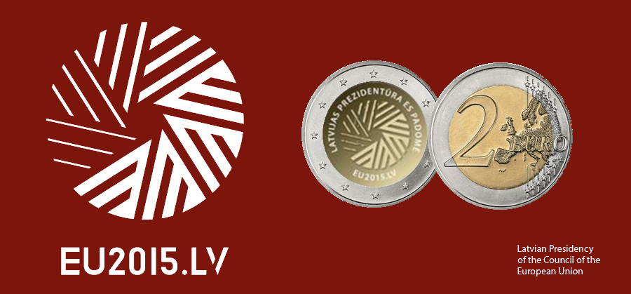 Latvijas 2 eiro piemiņas monēta Latvijas Prezidentūra ES Padomē, 2015. gads
