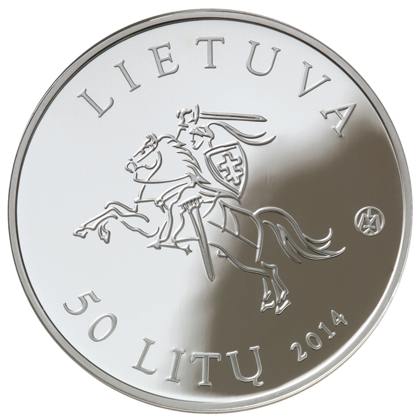 Lithuania silver 50 litu collector coin THE BALTIC WAY 25TH ANNIVERSARY, 2014 (averss)
