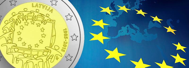 Latvijas 2 eiro piemiņas monēta ES karoga 30. gadadiena
