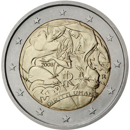 Itālija 2 eiro piemiņas monēta, Vispārējo cilvēktiesību deklarācijas 60. gadadiena, 2008. gads
