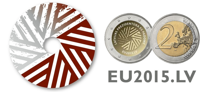 Latvijas 2 eiro piemiņas monēta veltīta Latvijas Prezidentūrai ES Padomē 2015