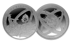 Latvijas sudraba 5 eiro monēta Vecais Stenders