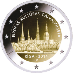 Latvian commemorative 2 euro coin European capital of culture Riga 2014