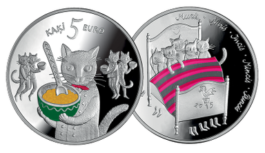 Pasaku monēta pieci kaķi