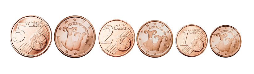 Kipra 1, 2 un 5 eiro centu monētas Muflons
