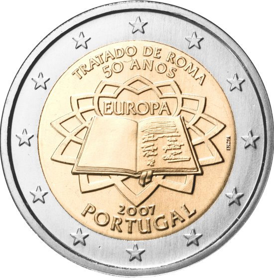 Piemiņas 2 eiro monēta pieminot Romas līguma 50. gadadienu, 2007. gads