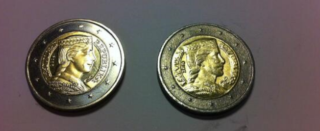 Latvijas 2 eiro monētas viltojums