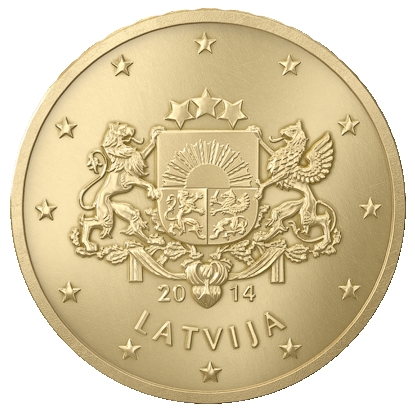 Latvijas 10 eiro centu nacionāla puse 