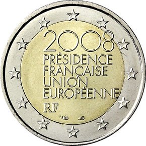 Francija 2 eiro piemiņās monēta Francijas prezidentūra ES padomē 2008