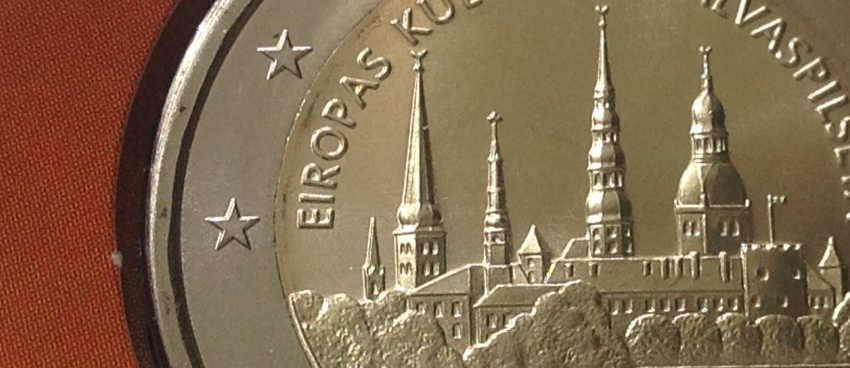 Latvijas piemiņas 2 eiro monēta Rīga - Eiropas kultūras galvaspilsēta 2014