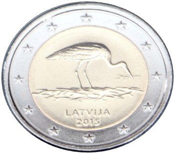 2 eiro piemiņas monēta stārķis
