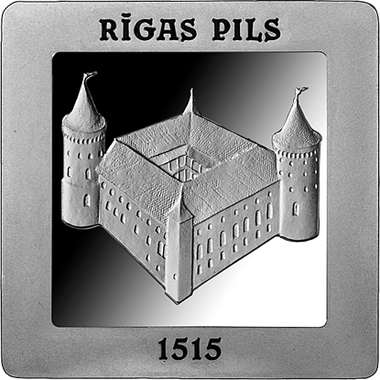 Monēta Rīgas pils 500, reverss