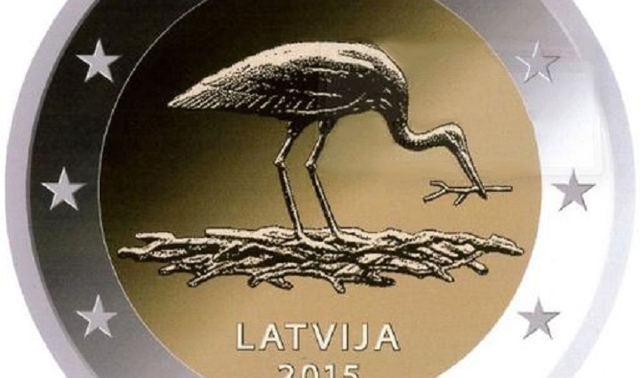 Latvijas 2 eiro piemiņas monēta Stārķis