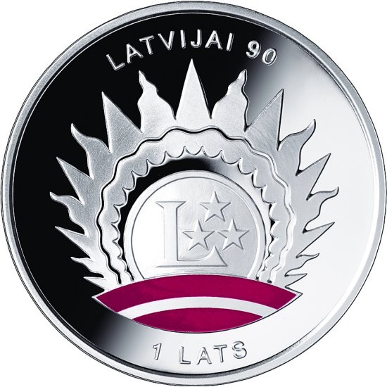 Latvias sudraba 1 lats monēta 