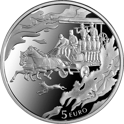 Monēta Ugunsdzēsībai Latvijā 150, revers