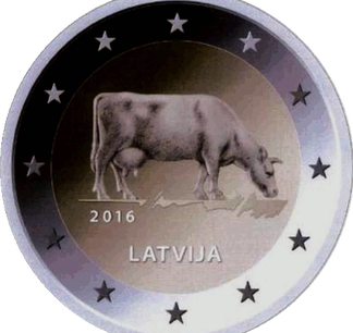 Latvijas 2 eiro monēta Gotiņa