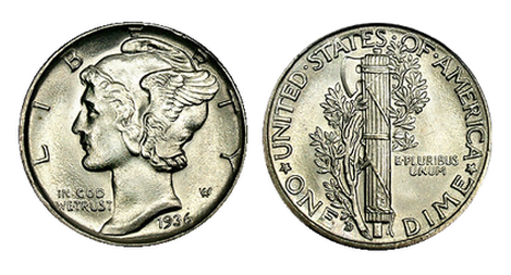 Merkuriju monēta (ar Liberti)