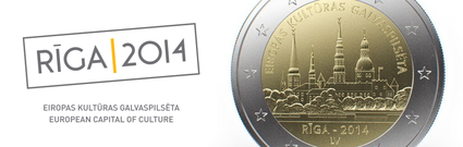 Pirma Latvijas piemiņās 2 eiro monēta Rīga - Eiropas kultūras galvaspilsēta 2014