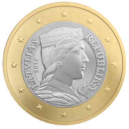 Latvijas 1 eiro monēta, revers