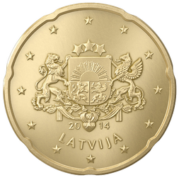Latvijas 20 eiro centu, revers