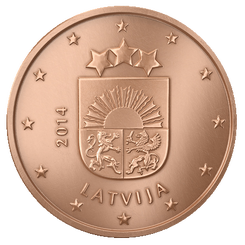 Latvijas 1 eiro centu monēta, revers