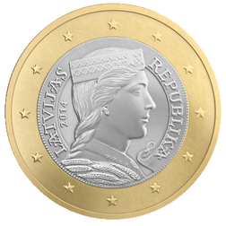 Latvijas 1 eiro monēta, revers