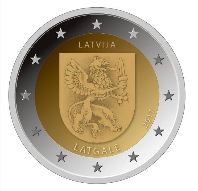latvija 2 eiro monēta latgale 2017