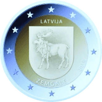 latvija 2 eiro monēta zemgale 2018