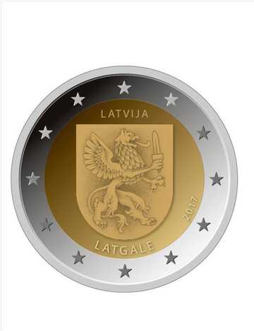 latvija 2 eiro monēta latgale 2016