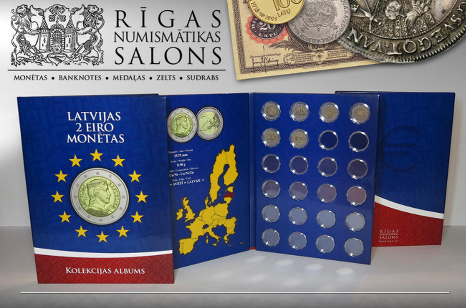 rns latvijas 2 eiro monētu albums