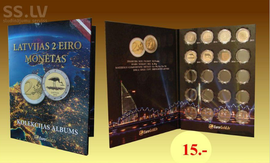 eurogold latvijas 2 eiro monētu albums